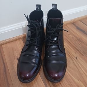 Zara Basic lace up black booties sz37 sz7